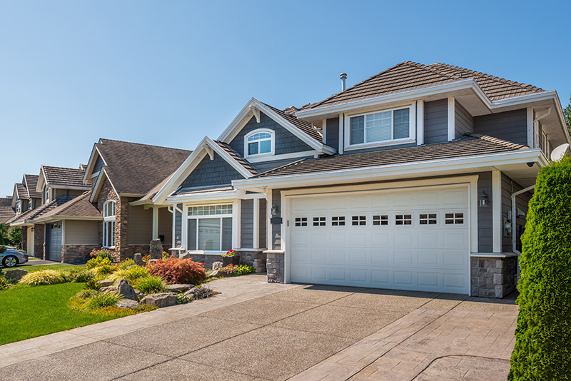 nice blue house with garage