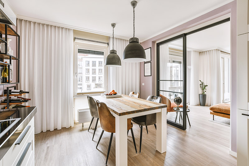 wooden style dining room
